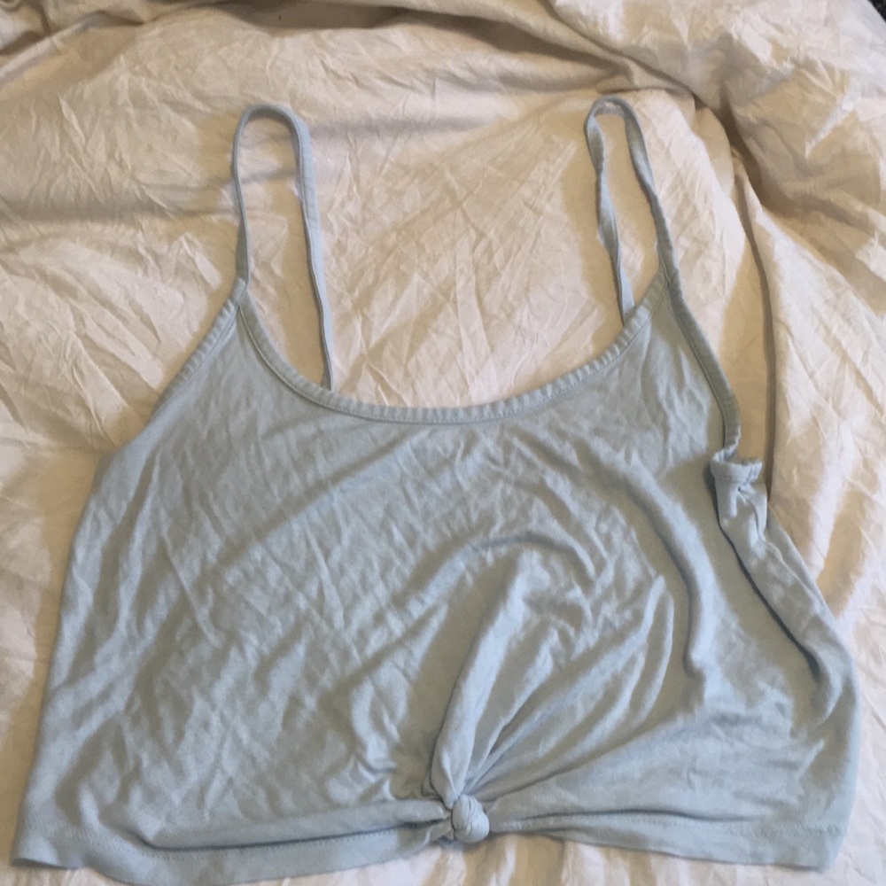 Cropped Blue Tied up Shirt
